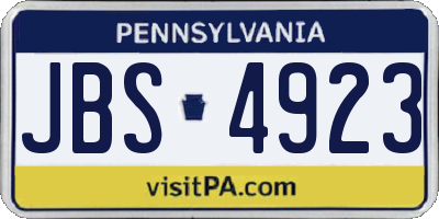 PA license plate JBS4923