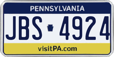 PA license plate JBS4924