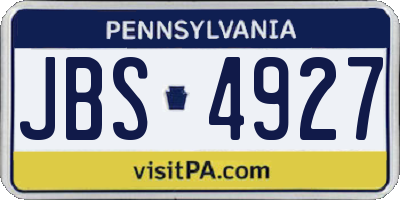 PA license plate JBS4927