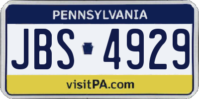 PA license plate JBS4929