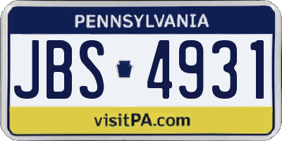 PA license plate JBS4931