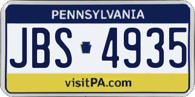 PA license plate JBS4935