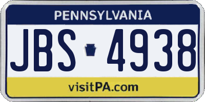 PA license plate JBS4938