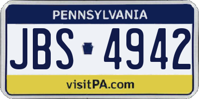 PA license plate JBS4942