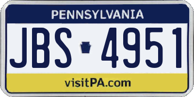 PA license plate JBS4951
