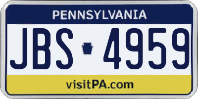 PA license plate JBS4959