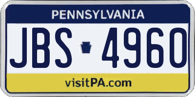 PA license plate JBS4960