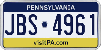 PA license plate JBS4961