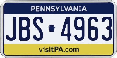 PA license plate JBS4963
