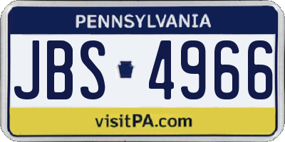 PA license plate JBS4966