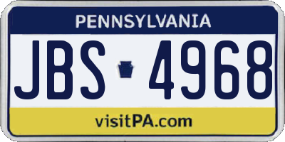 PA license plate JBS4968