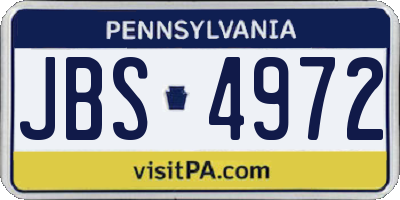 PA license plate JBS4972