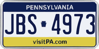 PA license plate JBS4973