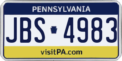 PA license plate JBS4983