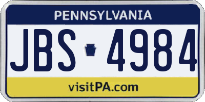 PA license plate JBS4984