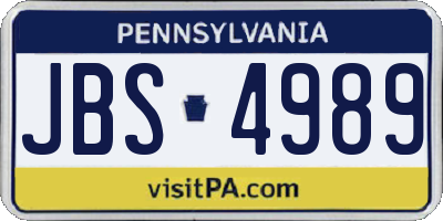 PA license plate JBS4989
