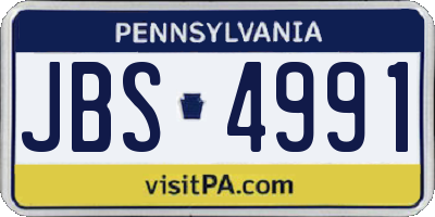 PA license plate JBS4991