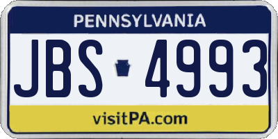 PA license plate JBS4993