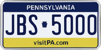PA license plate JBS5000