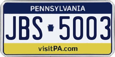 PA license plate JBS5003