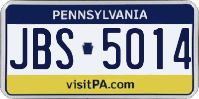 PA license plate JBS5014