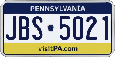 PA license plate JBS5021