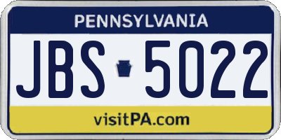 PA license plate JBS5022