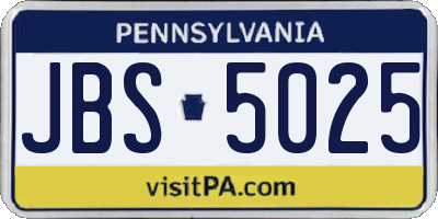 PA license plate JBS5025