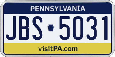 PA license plate JBS5031