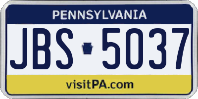 PA license plate JBS5037
