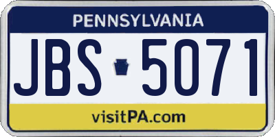 PA license plate JBS5071