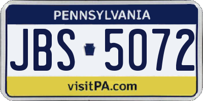 PA license plate JBS5072