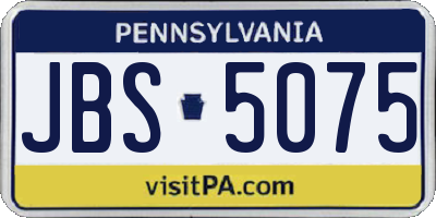 PA license plate JBS5075