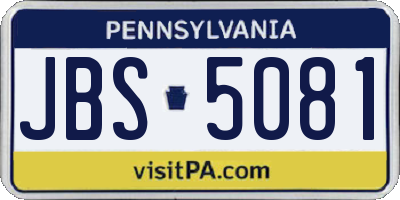 PA license plate JBS5081