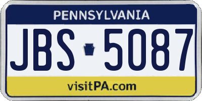 PA license plate JBS5087