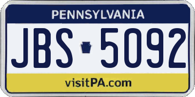 PA license plate JBS5092