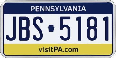 PA license plate JBS5181