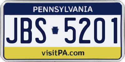 PA license plate JBS5201