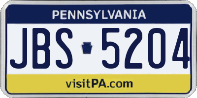 PA license plate JBS5204