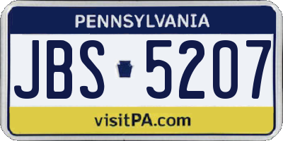 PA license plate JBS5207