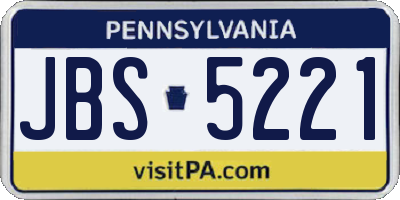 PA license plate JBS5221