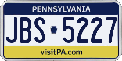 PA license plate JBS5227