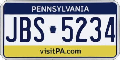 PA license plate JBS5234