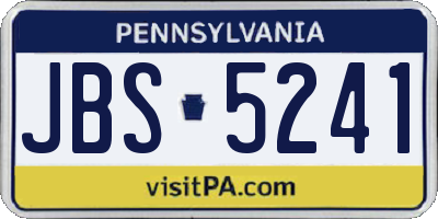 PA license plate JBS5241