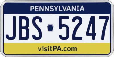PA license plate JBS5247