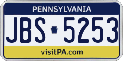 PA license plate JBS5253