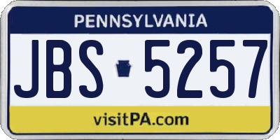 PA license plate JBS5257