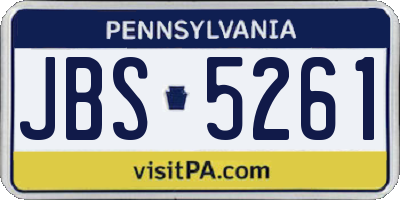 PA license plate JBS5261