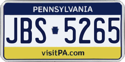 PA license plate JBS5265