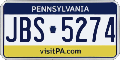 PA license plate JBS5274